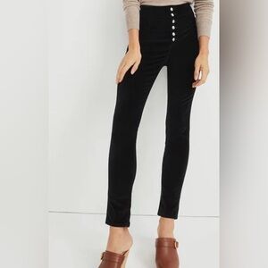 Veronica Beard Black Velvet Debbie High Rise Skinny Pants Black Size 30